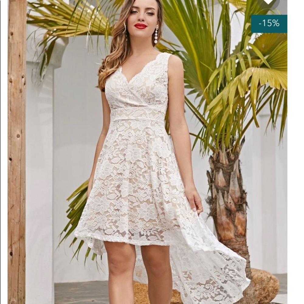 White Lace High Low Dress